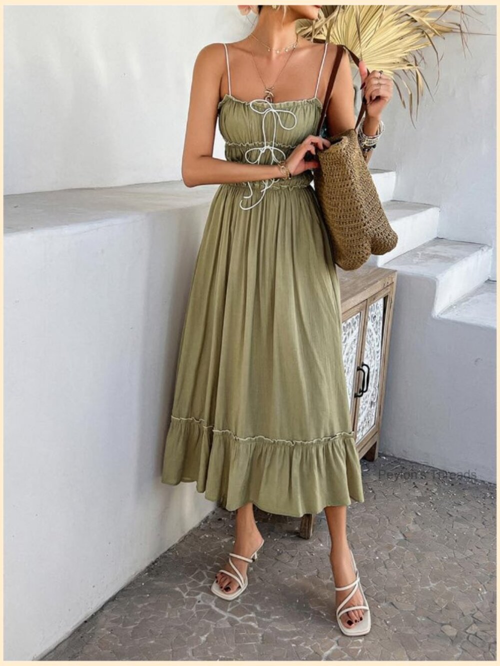 Women Summer Maxi Dress Spaghetti Strap Y2k Ruffle Tiered Wedding Guest Flowy - Picture 3 of 6